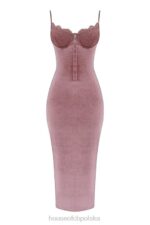 House of CB Aksamitna Sukienka Midi Róż Azalia Stylowa Moda Kobieca - Image 5