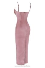 House of CB Aksamitna Sukienka Midi Róż Azalia Stylowa Moda Kobieca - Image 6