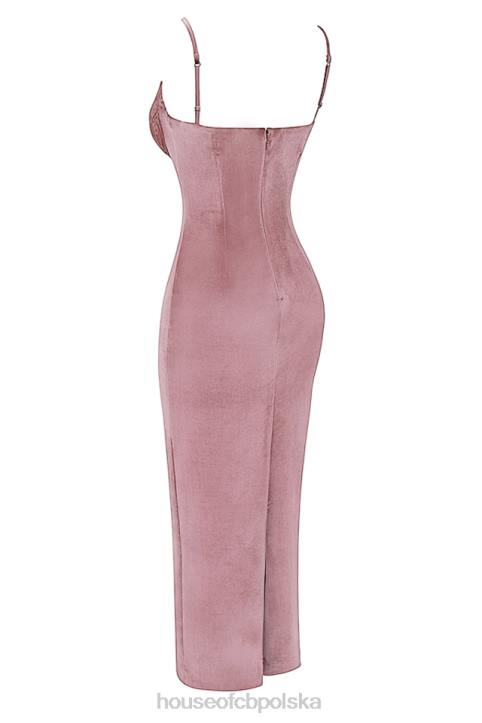 House of CB Aksamitna Sukienka Midi Róż Azalia Stylowa Moda Kobieca - Image 6