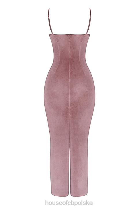 House of CB Aksamitna Sukienka Midi Róż Azalia Stylowa Moda Kobieca - Image 7