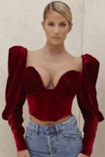 House of CB Aksamitny Gorset Długi Rękaw Valerie Winny elegancki styl
