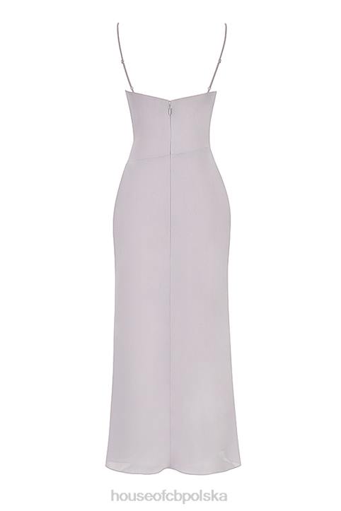 House of CB Aleksandria szara zwiewna sukienka maxi na każdą okazję - Image 6