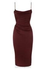 House of CB Anja Raisin Midi Sukienka Gorsetowa Satynowa Elegancka - Image 8