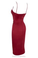 House of CB Anja Wine Gorsetowa Sukienka Midi Satynowa Elegancka - Image 7