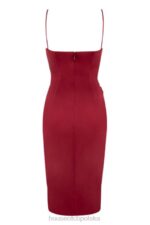 House of CB Anja Wine Gorsetowa Sukienka Midi Satynowa Elegancka - Image 8