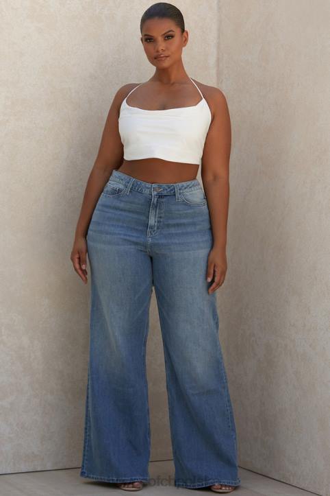 House of CB Antonia dżinsy szerokie nogawki wysoki stan niebieskie klasyka mody - Image 10