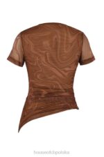 House of CB Asymetryczny T-shirt Claudie Kakaowy Wir odzież modowa - Image 9