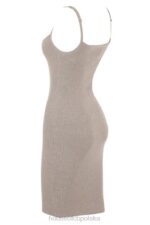House of CB beżowa kaszmirowa sukienka midi elegancka moda - Image 6