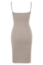 House of CB beżowa kaszmirowa sukienka midi elegancka moda - Image 7