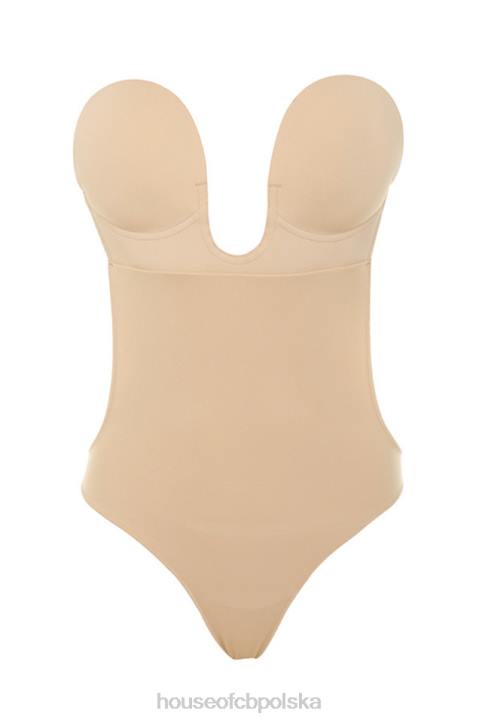 House of CB Beżowe samoprzylepne body bez pleców z dekoltem sexy - Image 6