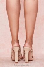 House of CB Beżowe Sandały Evangeline z Kwadratowymi Noskami i Paskiem Modne Buty na Lato - Image 3