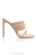 House of CB Beżowe Sandały Evangeline z Kwadratowymi Noskami i Paskiem Modne Buty na Lato - Image 4