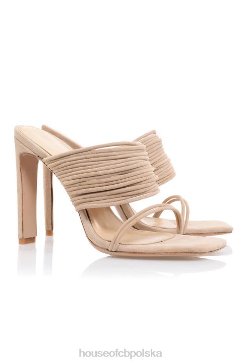 House of CB Beżowe Sandały Evangeline z Kwadratowymi Noskami i Paskiem Modne Buty na Lato - Image 5