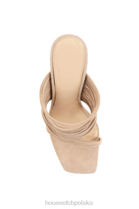 House of CB Beżowe Sandały Evangeline z Kwadratowymi Noskami i Paskiem Modne Buty na Lato - Image 7