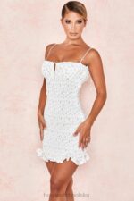 House of CB Biała Kwiatowa Mini Sukienka Allie модny styl - Image 11
