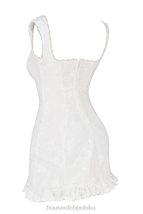House of CB Biała Mini Sukienka Haftowana Odessa 4PND226 Modna Odzież - Image 8