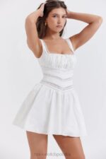 House of CB Biała Mini Sukienka Tiffani z Koronką Modna i Elegancka - Image 13