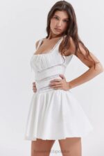 House of CB Biała Mini Sukienka Tiffani z Koronką Modna i Elegancka - Image 14