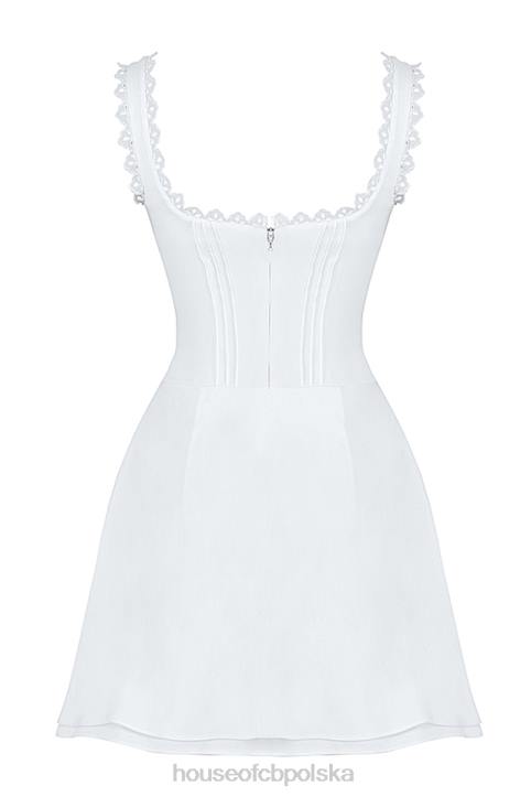 House of CB Biała Mini Sukienka Zaszewki Tilly 4PND399 Modna Odzież - Image 8