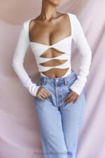 House of CB Białe body z wycięciem Danica Stylowe Odzieżowe Must Have - Image 9