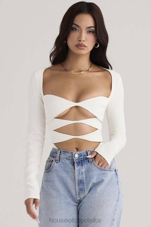 house_of_cb_biale_body_z_wycieciem_danica_stylowe_odziezowe_must_have.jpg House of CB Białe body z wycięciem Danica Stylowe Odzieżowe Must Have - Image 1