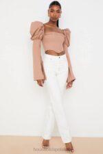 House of CB Białe Vintage Jeansy Yara Wysoki Stan Modne Odzież - Image 8