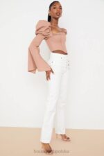 House of CB Białe Vintage Jeansy Yara Wysoki Stan Modne Odzież - Image 9