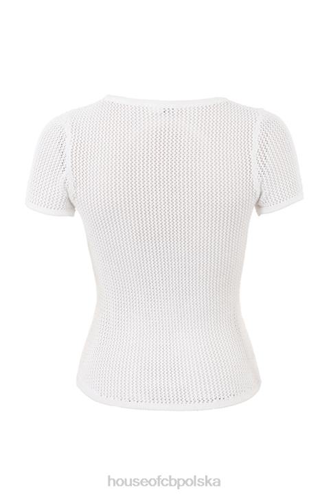 House of CB Biały dzianinowy top Yves modny styl na każdą okazję - Image 6