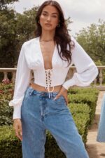 House of CB Biały Gorset Sznurowany Mirabelle Modny Styl - Image 12