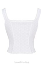 House of CB Biały haftowany top Juana elegancki styl 4PND676 - Image 7