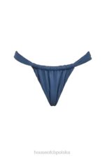 House of CB Bikini Dół Marszczony Głęboki Błękit Wysokie Nogawki - Image 4