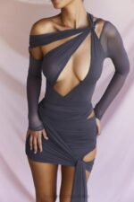 House of CB Body z asymetrycznym wycięciem Lila Shadow Modna Odzież Damska - Image 3