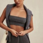 House of CB Bralette z kaszmirowej mieszanki węgla drzewnego elegancki top