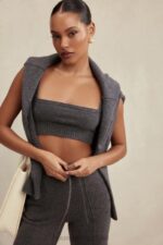 House of CB Bralette z kaszmirowej mieszanki węgla drzewnego elegancki top