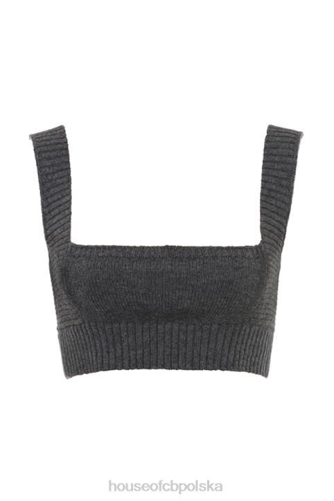 House of CB Bralette z kaszmirowej mieszanki węgla drzewnego elegancki top - Image 3
