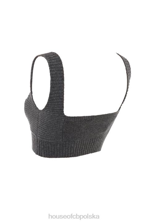 House of CB Bralette z kaszmirowej mieszanki węgla drzewnego elegancki top - Image 4