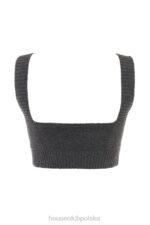 House of CB Bralette z kaszmirowej mieszanki węgla drzewnego elegancki top - Image 5