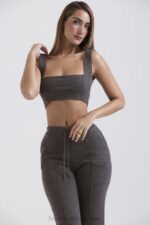 House of CB Bralette z kaszmirowej mieszanki węgla drzewnego elegancki top - Image 6