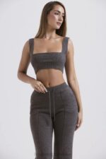 House of CB Bralette z kaszmirowej mieszanki węgla drzewnego elegancki top - Image 7