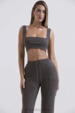 House of CB Bralette z kaszmirowej mieszanki węgla drzewnego elegancki top - Image 8