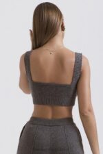 House of CB Bralette z kaszmirowej mieszanki węgla drzewnego elegancki top - Image 10