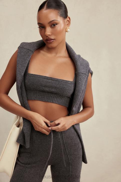 House of CB Bralette z kaszmirowej mieszanki węgla drzewnego elegancki top - Image 1