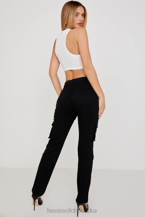 House of CB Breanna czarne sznurowane spodnie cargo stylowe i wygodne - Image 7