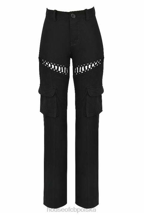 House of CB Breanna czarne sznurowane spodnie cargo stylowe i wygodne - Image 10