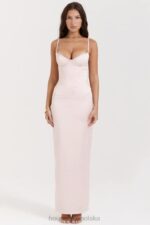 House of CB Brzoskwiniowa Gorsetowa Sukienka Maxi Elegancka Modna