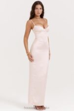 House of CB Brzoskwiniowa Gorsetowa Sukienka Maxi Elegancka Modna - Image 10