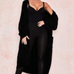 House of CB Celine Stylowy Czarny Kardigan Szynilowy na Każdą Okazję