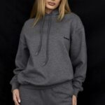House of CB Ciemnoszara Oversize Bluza z Kapturem Halo Trendy Streetwear