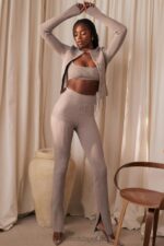 House of CB Ciemnoszare Legginsy Prążkowane Mitzi Idealne na Każdą Okazję - Image 12