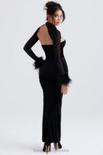 House of CB Czarna Aksamitna Maxi Sukienka Gorsetowa Thalia - Image 17